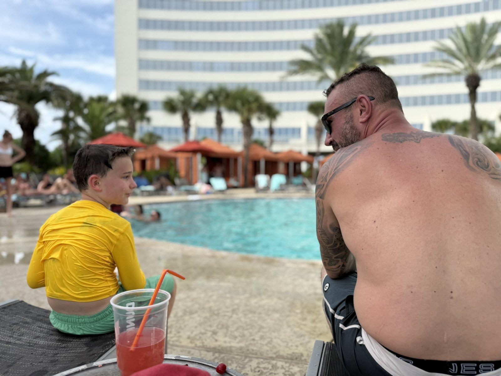 Eli and Vincent poolside at the Hard Rock in Biloxi