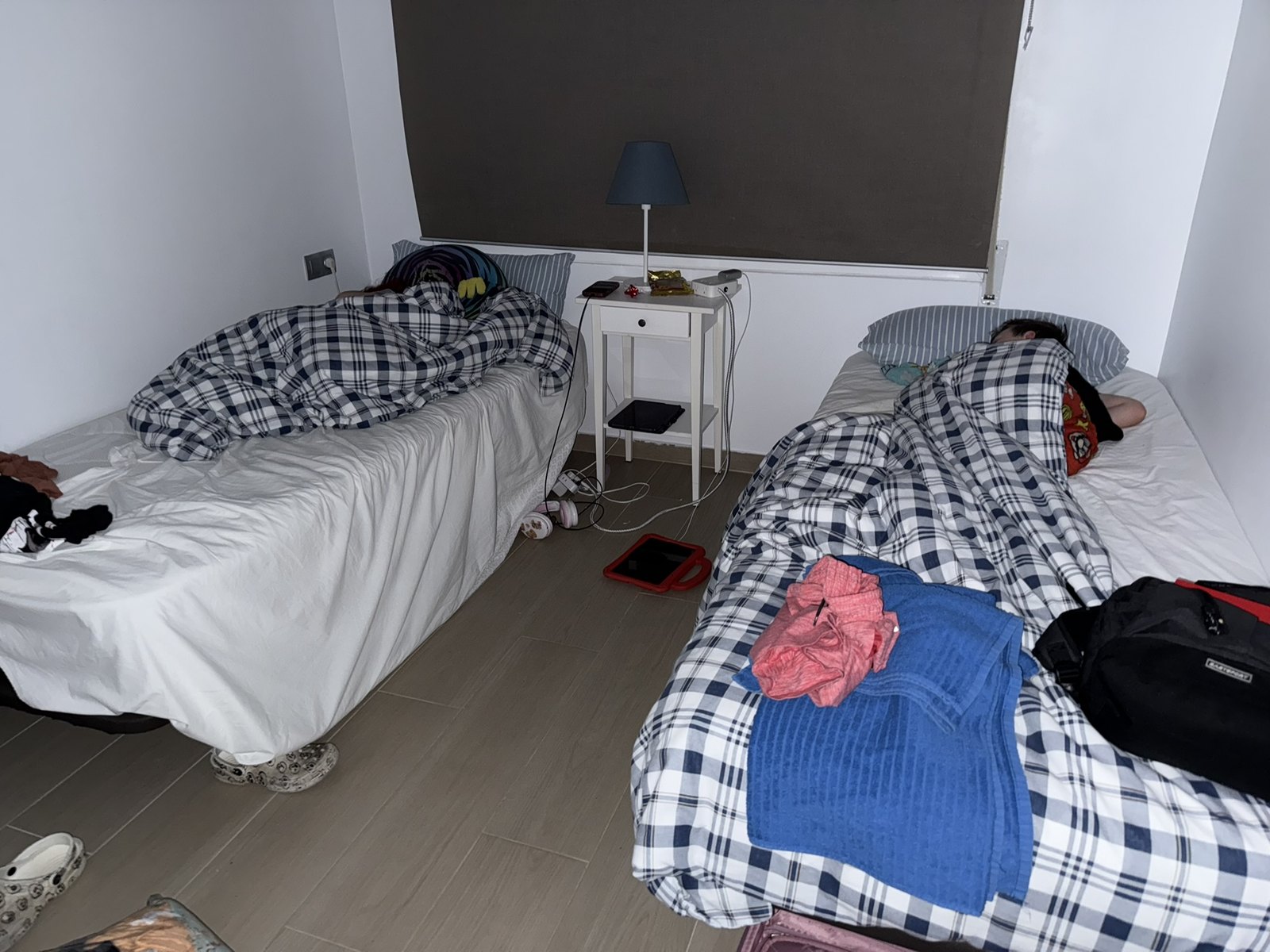 Eli and Emma fast asleep in our apartment in Spain