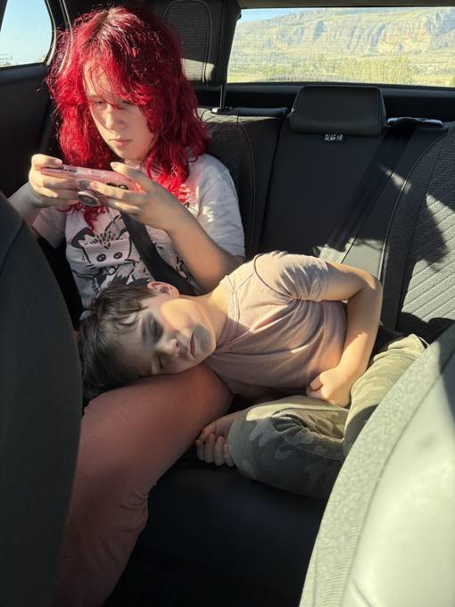 kids napping in the car