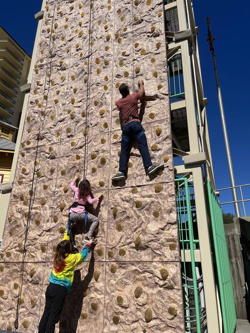climbing the wall at sea